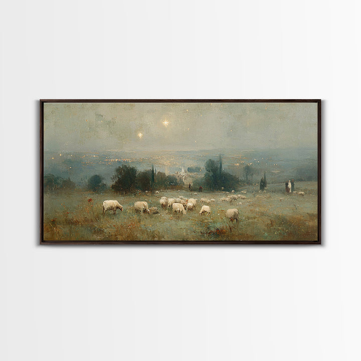 Shepherds Of Light – Framed Canvas Print – Christian Wall Art – Christian Art Canvas – Christmas Art Prints – Christian Christmas Decor