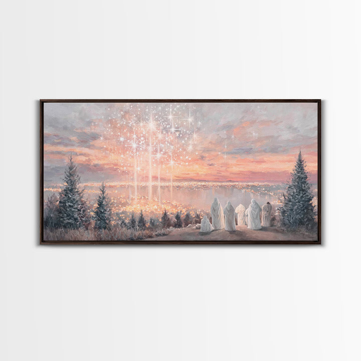 Angelic Horizon – Framed Canvas Print – Christian Art Canvas – Modern Christian Art – Christmas Wall Art – Christian Christmas Art