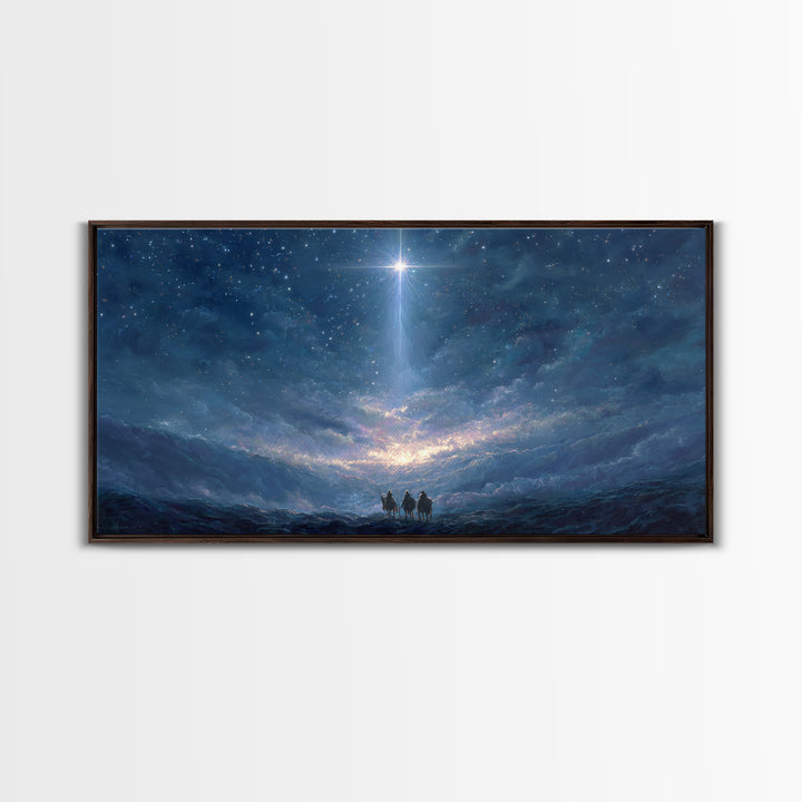 Star Of Wonder – Framed Canvas Print – Christian Wall Art – Christian Art Canvas – Blue Christian Art – Christian Christmas Art