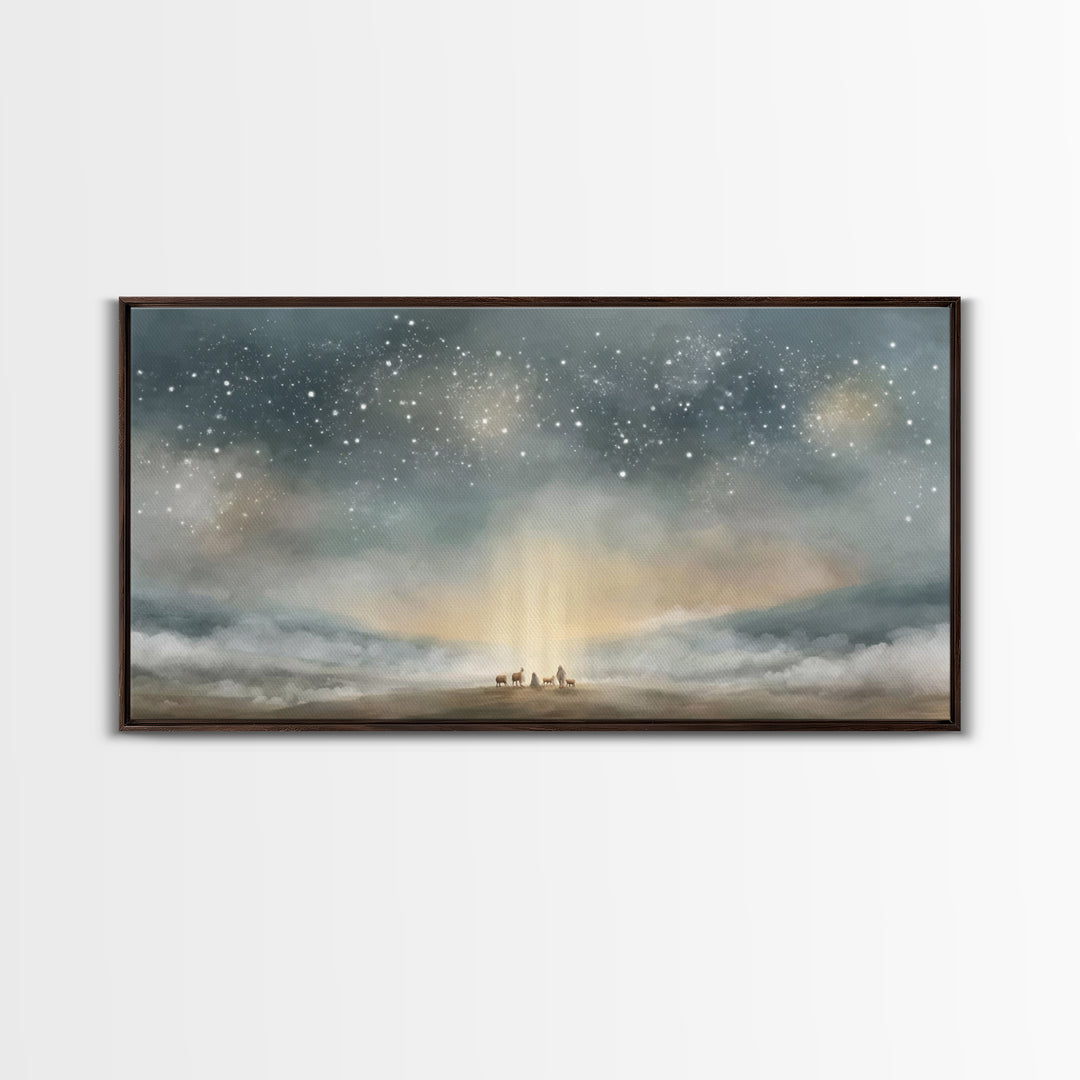 Bethlehem Dawn Star, Framed Canvas Print, Christian Wall Art, Christian Art Canvas, Christmas Art, Christian Christmas Decor
