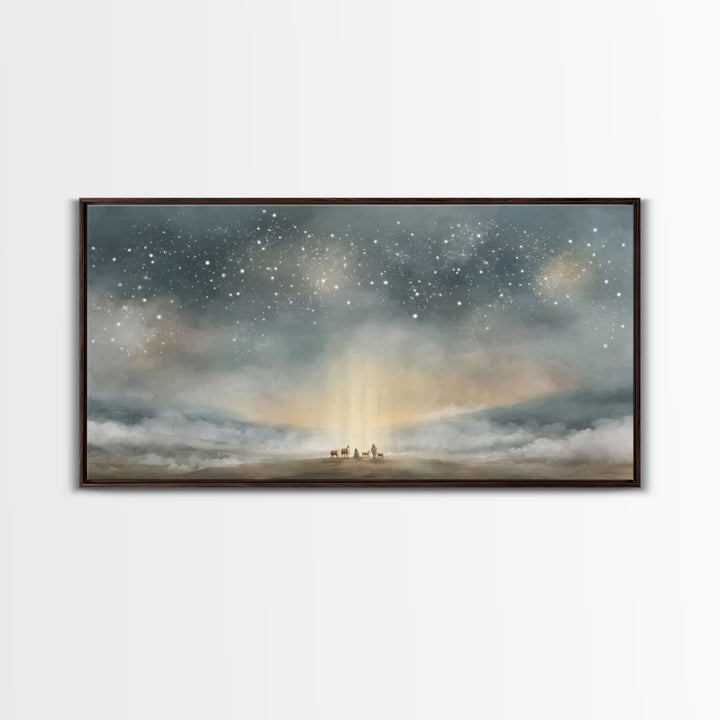 Bethlehem Dawn Star, Framed Canvas Print, Christian Wall Art, Christian Art Canvas, Christmas Art, Christian Christmas Decor
