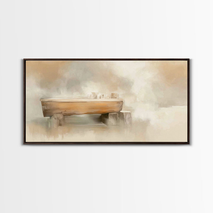 Quiet Stable Peace, Framed Canvas Print, Christian Art Canvas, Christian Wall Art, Christmas Art, Christian Decor