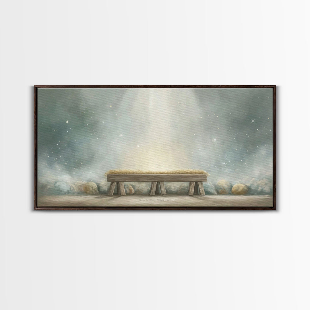 Humble Birth Stillness | Framed Canvas Print | Christian Art Canvas | Christian Wall Art | Christmas Art | Christian Decor