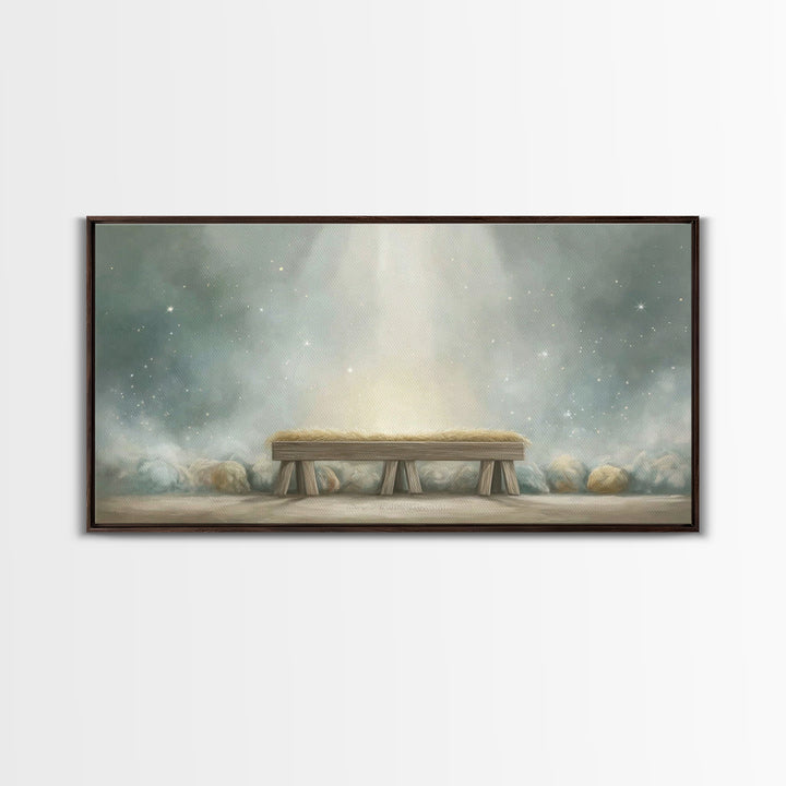 Humble Birth Stillness | Framed Canvas Print | Christian Art Canvas | Christian Wall Art | Christmas Art | Christian Decor