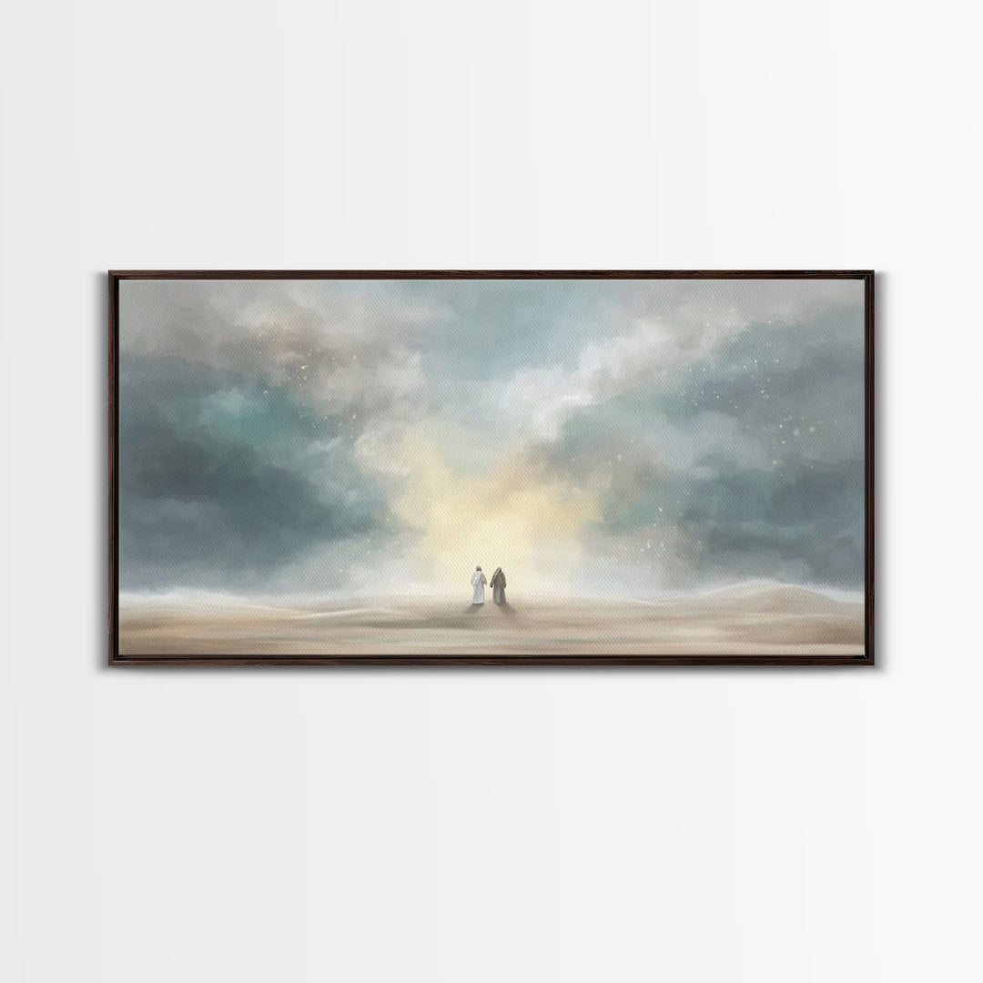 Heavenly Ascent – Framed Canvas Print – Christian Art Canvas – Christian Wall Art – Blue Christian Art – Christian Painting – Christian Gif