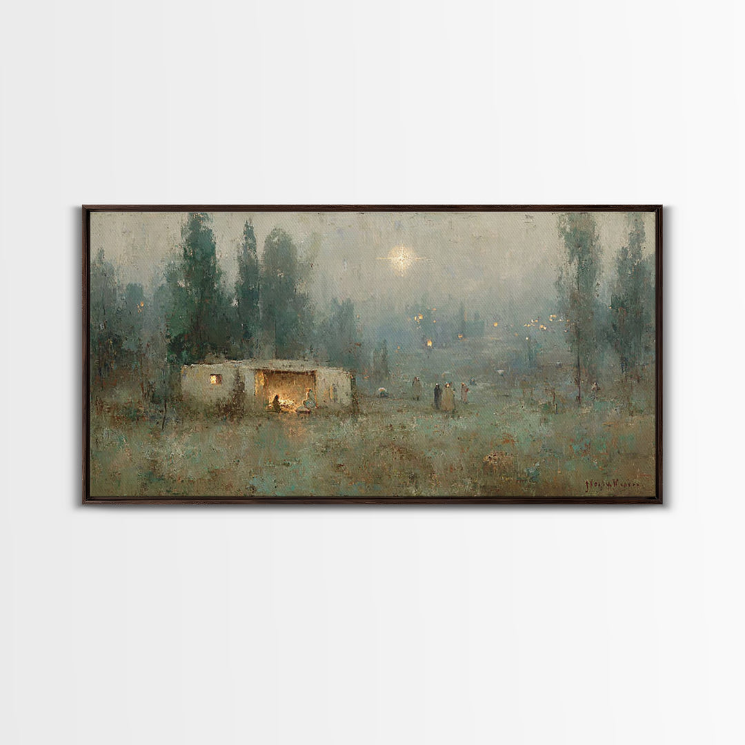 Bethlehem Evening Star, Framed Canvas Print, Christmas Art, Christian Wall Art, Christian Art Canvas, Christian Christmas Art