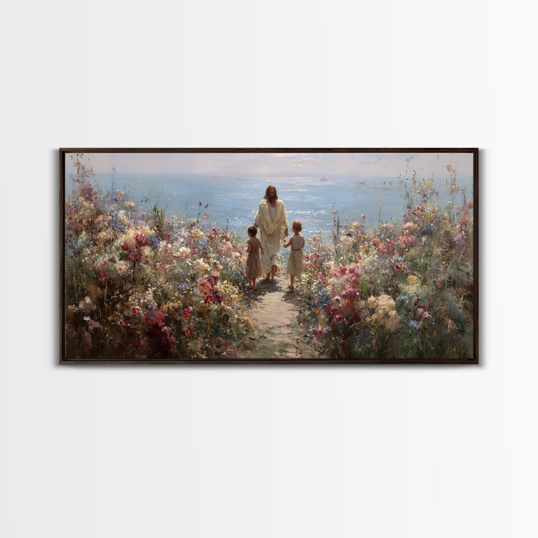 Garden Of His Love | Framed Canvas Print | Jesus Painting | Christian Wall Art | Christian Art Canvas | Christian Art