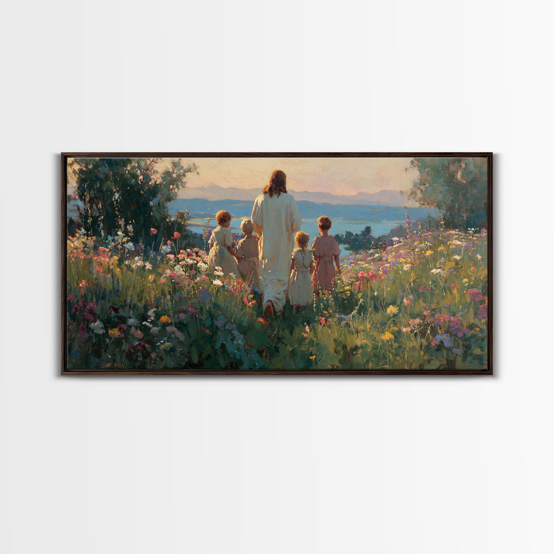 Walk In His Light – Framed Canvas Print – Jesus Painting – Christian Art Canvas – Christian Wall Art – Christian Art