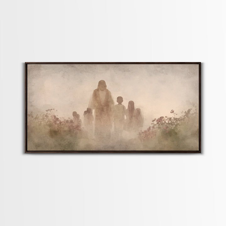 Field Of Mercy – Framed Canvas Print – Christian Wall Art – Jesus Painting – Christian Art Canvas – Pastoral Scenery – Christian Christmas