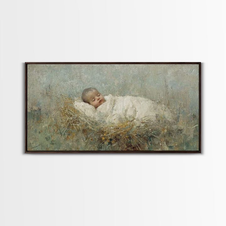 Sacred Manger – Framed Canvas Print – Jesus Christmas Art – Christian Art Canvas – Christmas Wall Art – Christian Christmas Decorations – V