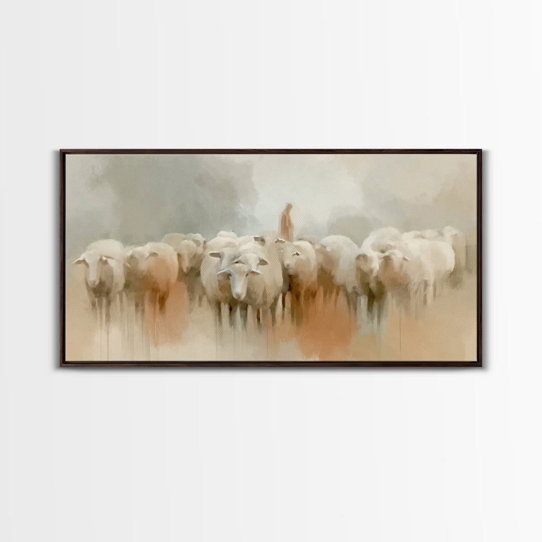 Gentle Pasture Grace, Framed Canvas Print, Christian Art Canvas, Jesus Painting, Christian Wall Art, Subtle Christian Art, Christmas Art Pr