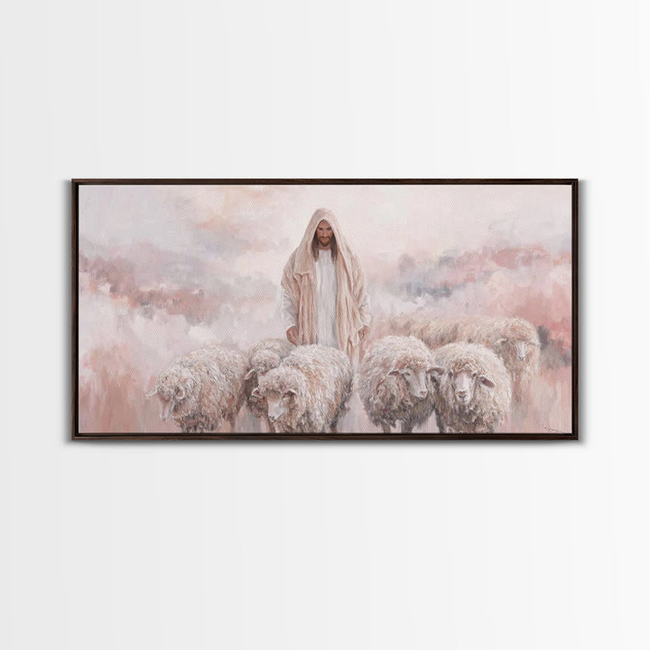 Shepherd’s Quiet Field – Framed Canvas Print – Christian Art Canvas – Christian Wall Art – Jesus Painting – Christian Christmas Art – Chris