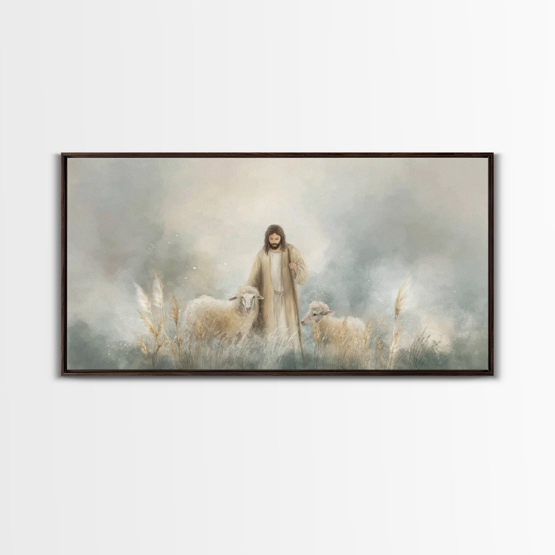 Gentle Shepherd Grace | Framed Canvas Print | Christian Art Canvas | Jesus Painting | Christian Wall Art | Subtle Christian Art | Christian