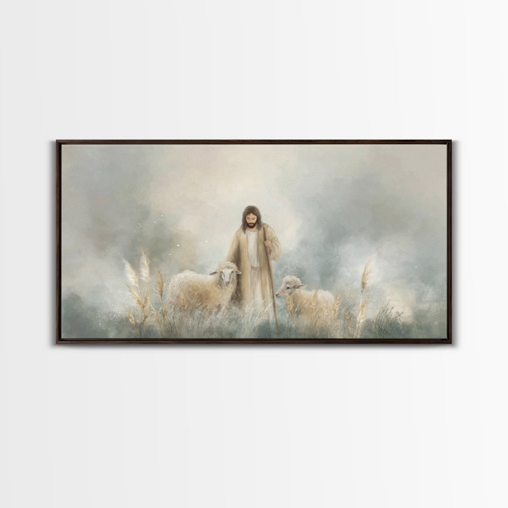 Gentle Shepherd Grace | Framed Canvas Print | Christian Art Canvas | Jesus Painting | Christian Wall Art | Subtle Christian Art | Christian