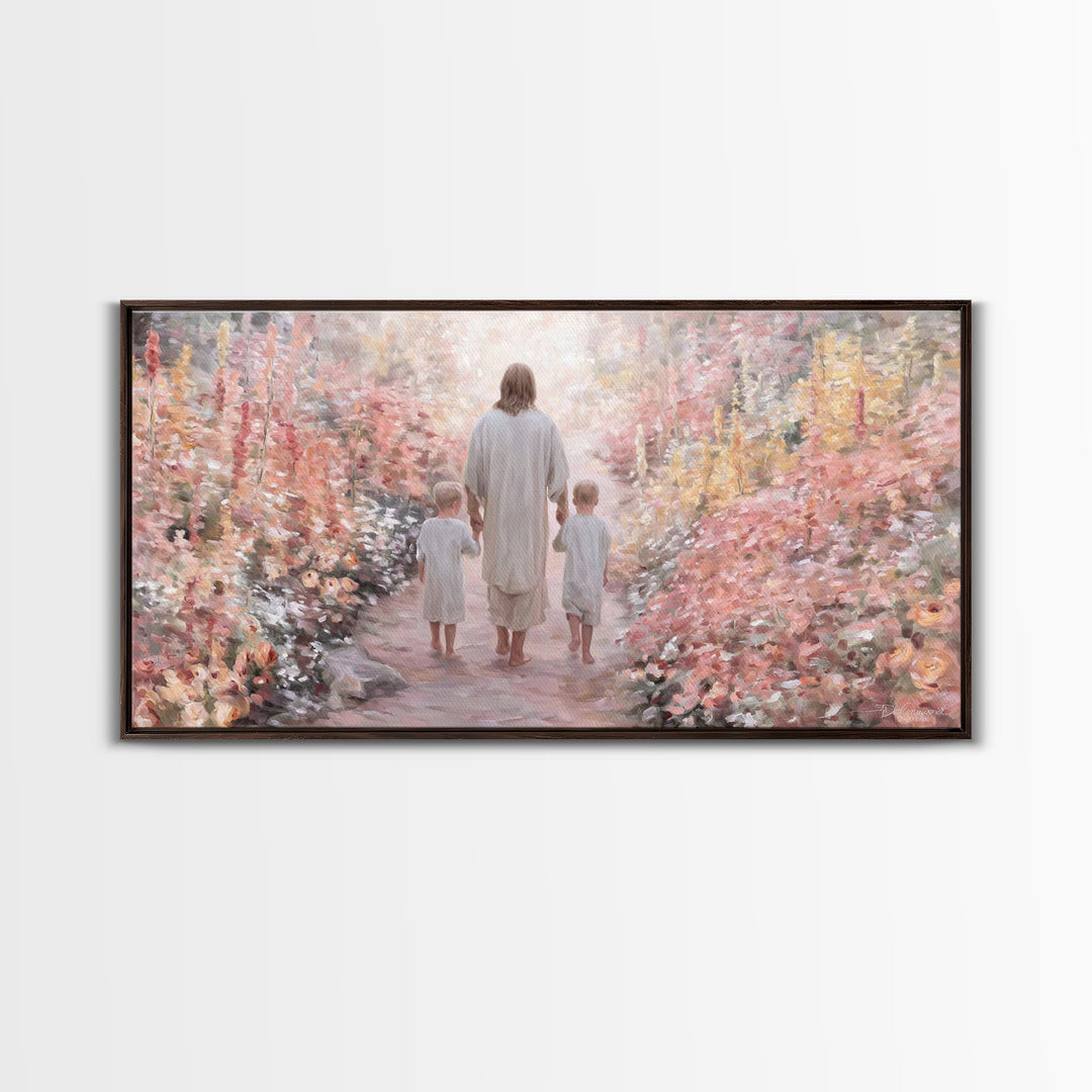 Garden Walk Blessing, Framed Canvas Print, Christian Wall Art, Jesus Painting, Christian Art Canvas, Christian Painting, Christian Gift