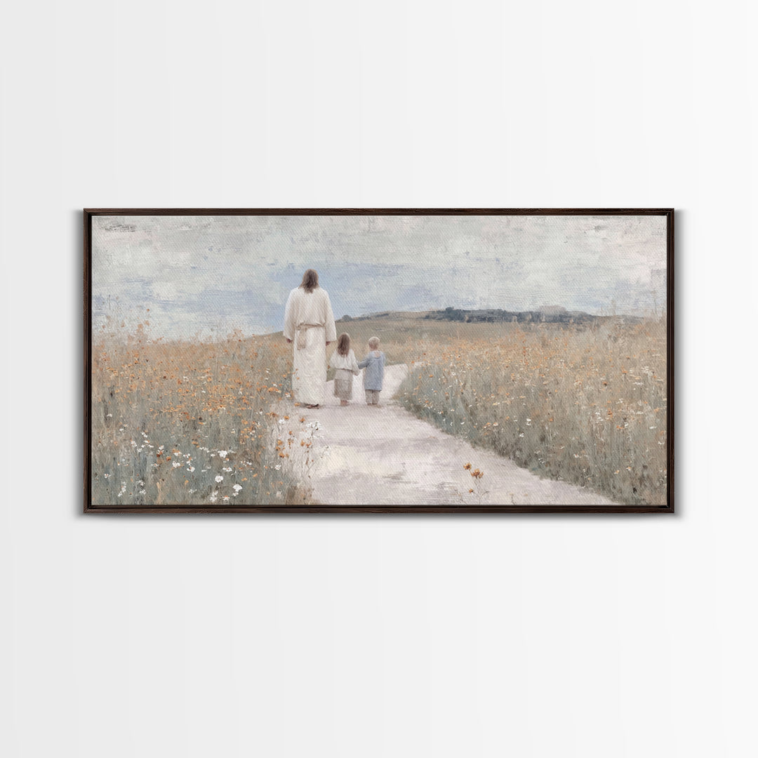 Wildflower Journey Light – Framed Canvas Print – Christian Art Canvas – Jesus Painting – Christian Wall Art – Christian Gift – Subtle Chris