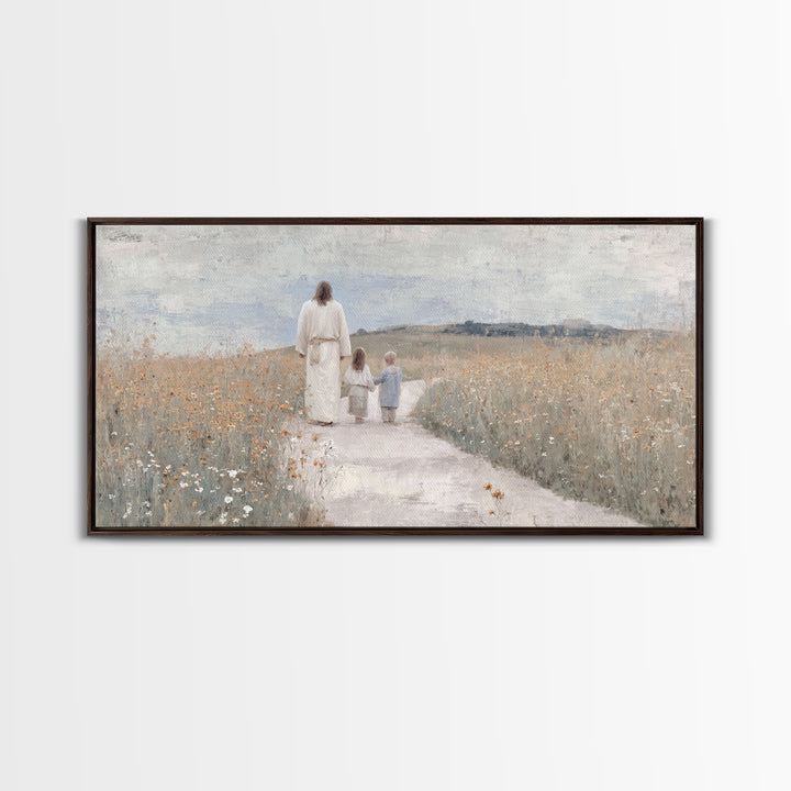Wildflower Journey Light – Framed Canvas Print – Christian Art Canvas – Jesus Painting – Christian Wall Art – Christian Gift – Subtle Chris