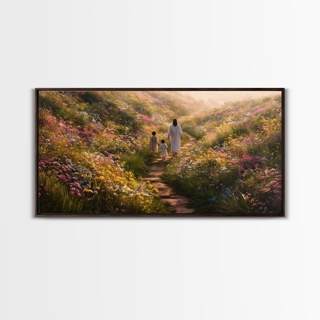 Blooming Path Grace – Framed Canvas Print – Christian Art Canvas – Christian Wall Art – Jesus Painting – Large Christian Art – Modern Chris