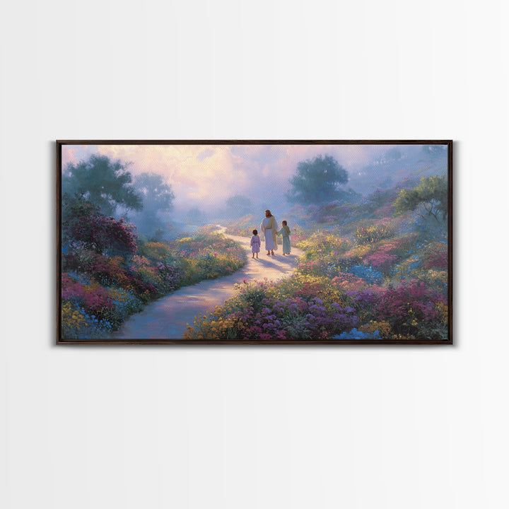 Garden Of Light | Framed Canvas Print | Christian Art Canvas | Christian Wall Art | Jesus Painting | Christian Decor | Christmas Art
