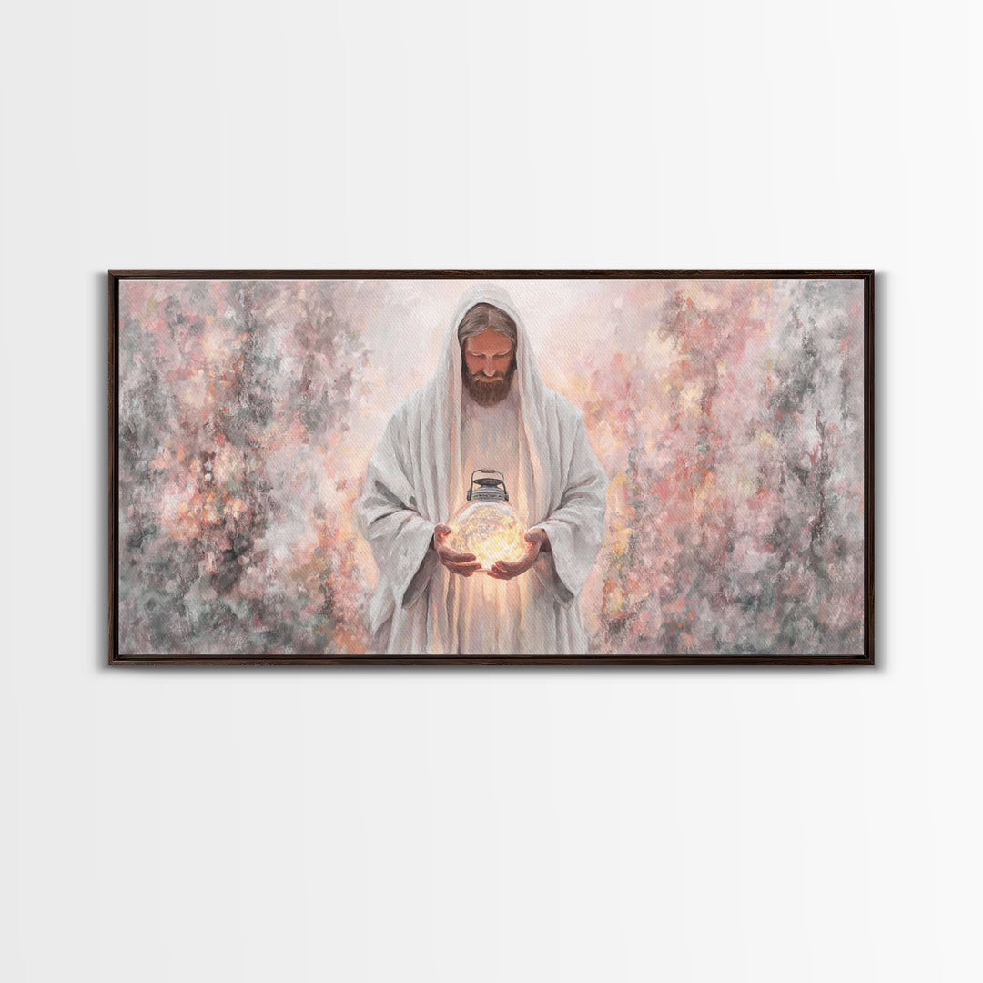 Light Of Eternity, Framed Canvas Print, Christian Wall Art, Jesus Painting, Christian Art Canvas, Christian Decor, Modern Christian Art