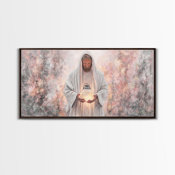 Light Of Eternity, Framed Canvas Print, Christian Wall Art, Jesus Painting, Christian Art Canvas, Christian Decor, Modern Christian Art