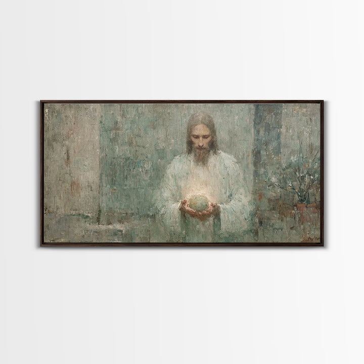 Heavenly Glow, Framed Canvas Print, Christian Art Canvas, Christian Wall Art, Jesus Painting, Christian Decor, Modern Christian Art