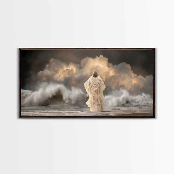 Dawn Of Mercy – Framed Canvas Print – Jesus Art Print – Christian Wall Art – Modern Christian Art – Christmas Art – Christian Gift Ideas