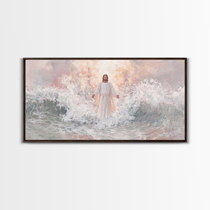 Stormlight Redeemer – Framed Canvas Print – Christian Wall Art – Jesus Art Print – Modern Christian Art – Christmas Art – Christian Decor F