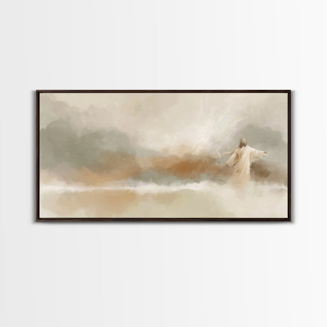 Stormlight Promise | Framed Canvas Print | Jesus Canvas Art | Christian Wall Art | Modern Christian Art | Christian Art Print | Christian C