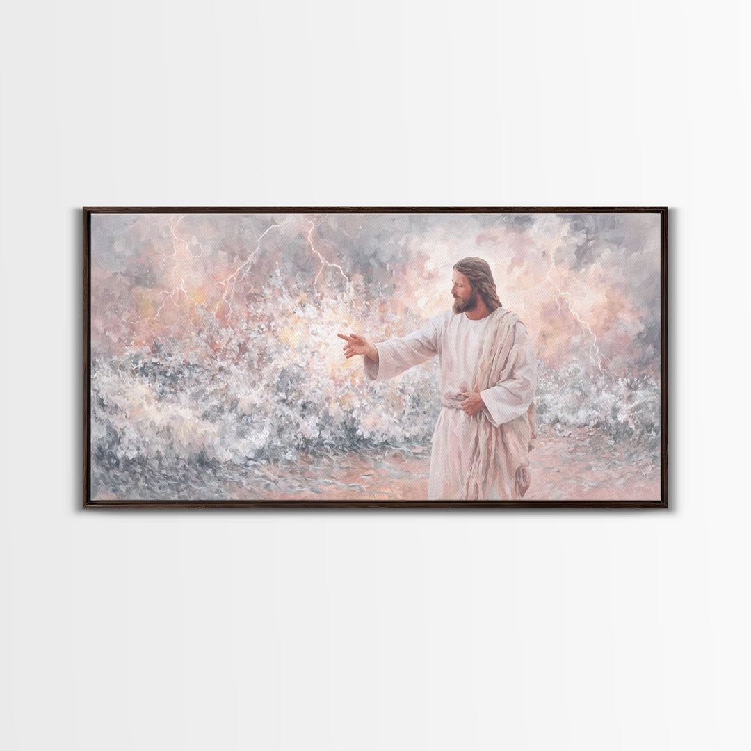 Beacon Of Authority | Framed Canvas Print | Christian Art Print | Jesus Painting | Christian Wall Art | Modern Christian Painting | Christi