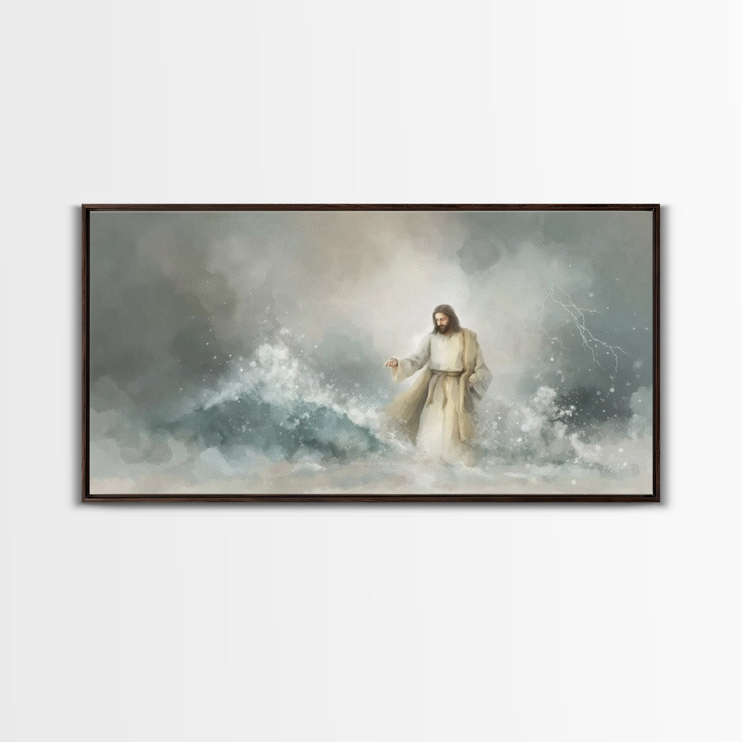 Majesty In Clouds – Framed Canvas Print – Christian Art Print – Jesus Painting – Christian Decor – Christian Art Canvas – Moody Christmas A