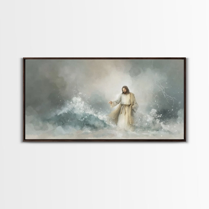 Majesty In Clouds – Framed Canvas Print – Christian Art Print – Jesus Painting – Christian Decor – Christian Art Canvas – Moody Christmas A