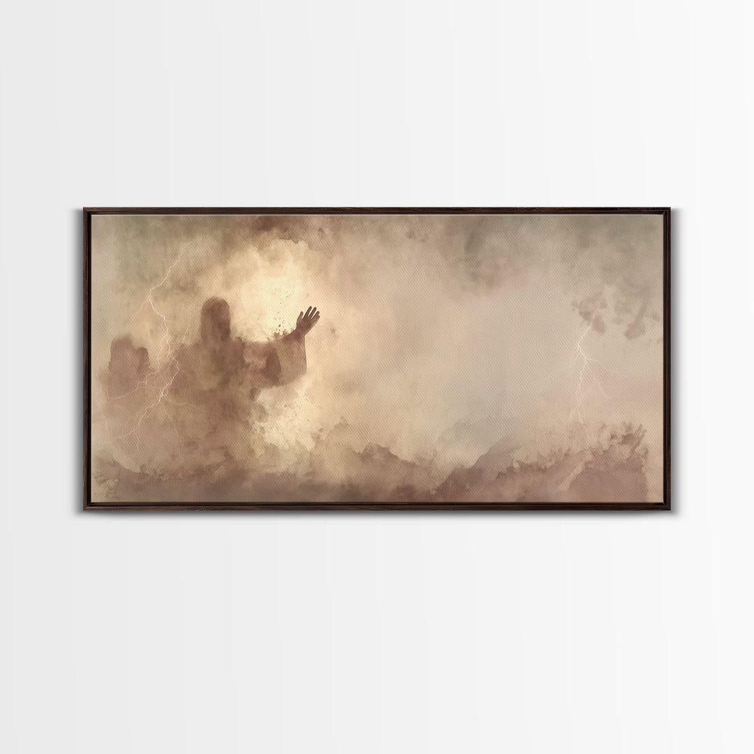 Calm Over Chaos – Framed Canvas Print – Christian Wall Art – Jesus Canvas Art – Modern Christian Art – Christian Art Prints – Christian Gif