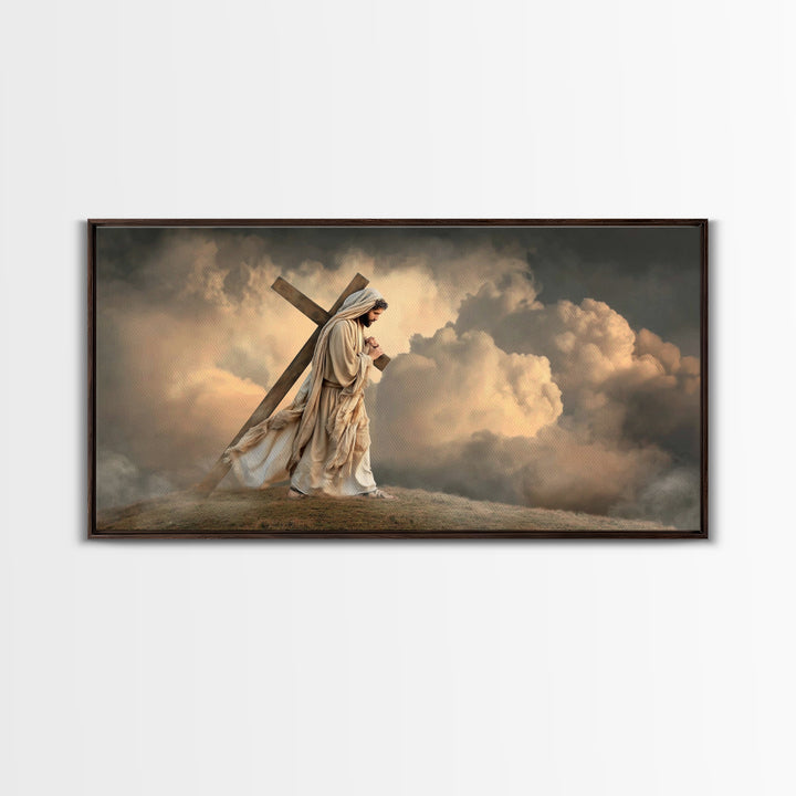 Hilltop Grace, Framed Canvas Print, Jesus Painting, Christian Christmas Art, Christian Art Print, Subtle Christian Art