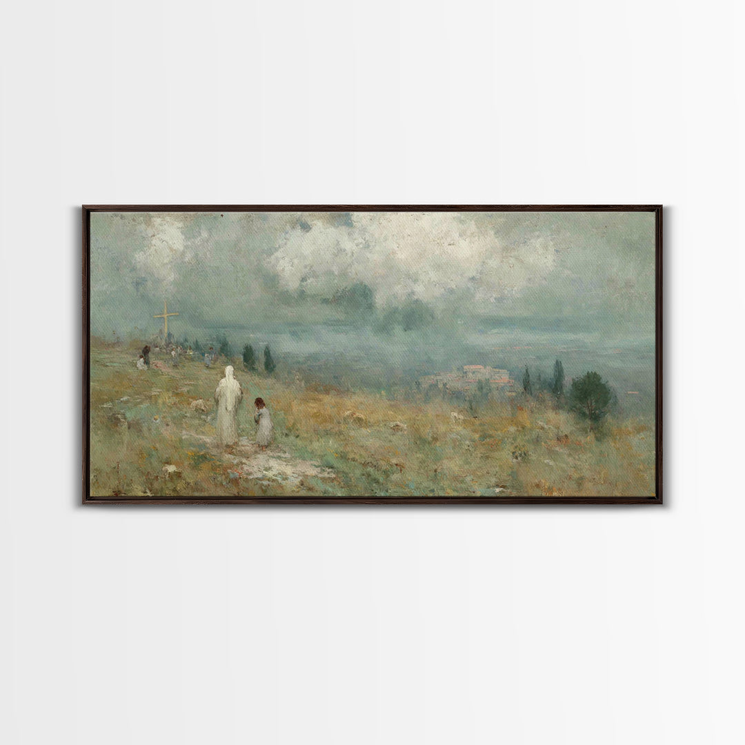 Fields Of Hope – Framed Canvas Print – Christian Christmas Art – Jesus Art Print – Christian Wall Art – Vintage Christian Art