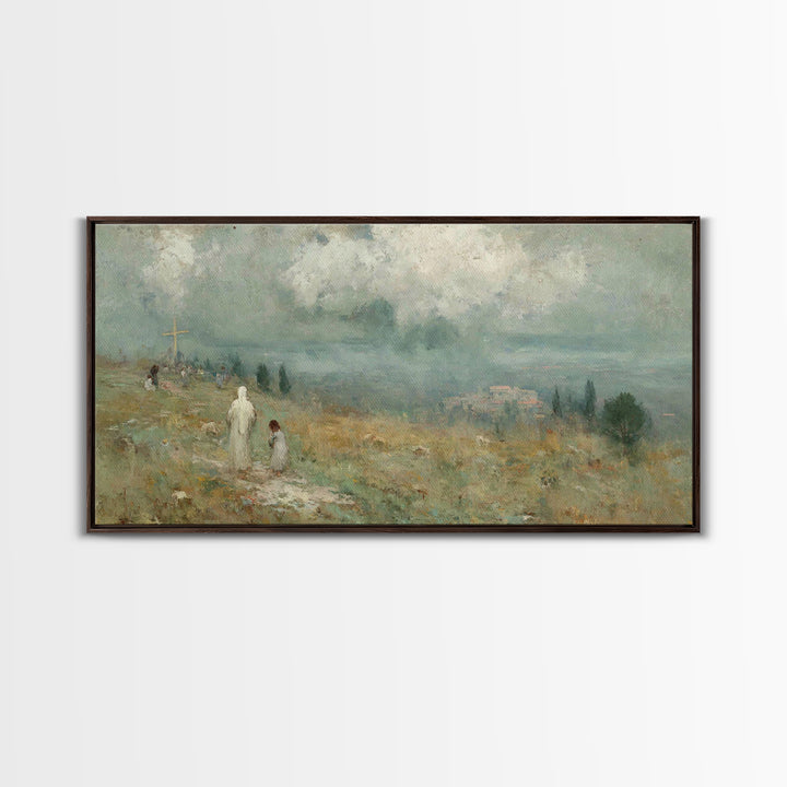 Fields Of Hope – Framed Canvas Print – Christian Christmas Art – Jesus Art Print – Christian Wall Art – Vintage Christian Art