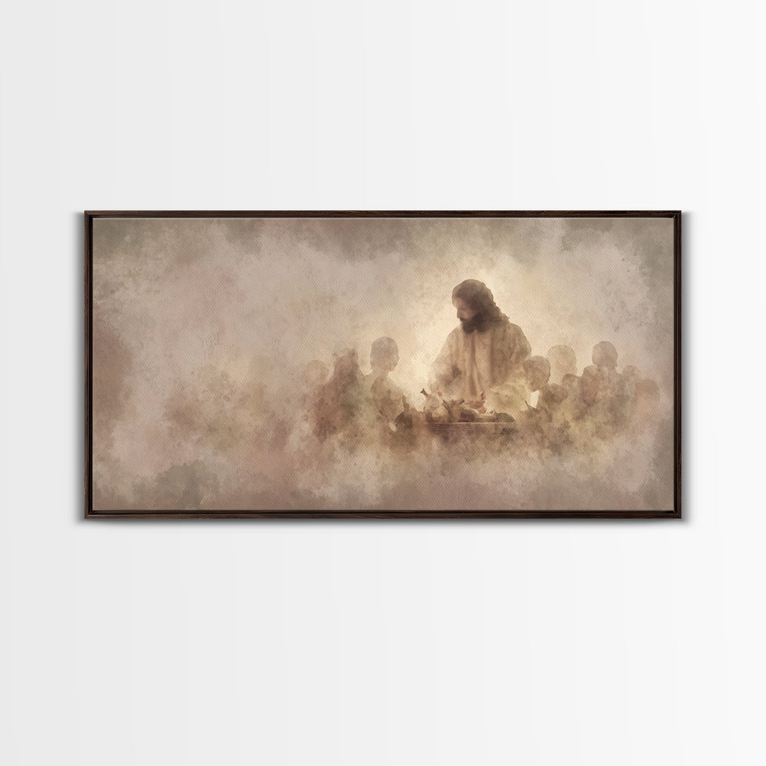 Mystic Supper – Framed Canvas Print – Christian Art Canvas – Jesus Christmas Art – Christian Art Gift – Large Jesus Painting