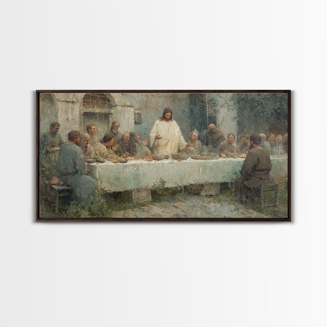 Sacred Gathering, Framed Canvas Print, Christian Wall Art, Subtle Christian Paintings, Jesus Painting Canvas, Christian Decoration
