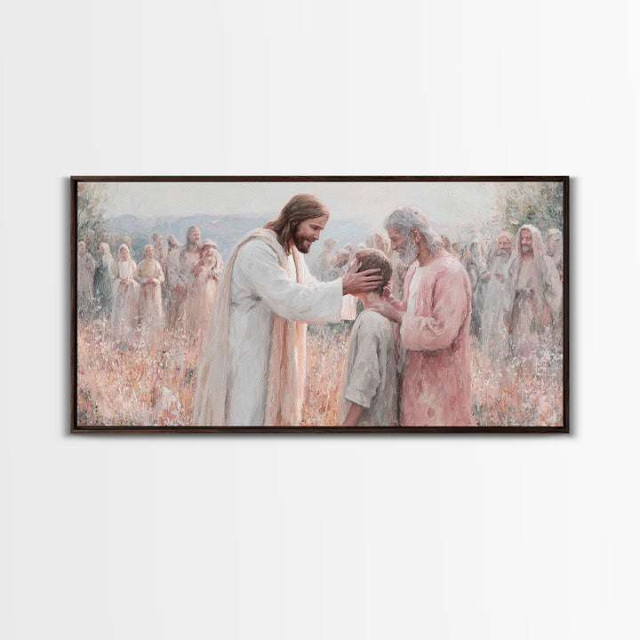 Graceful Blessing – Framed Canvas Print – Christian Wall Art – Jesus Painting – Christian Art Canvas – Christmas Art
