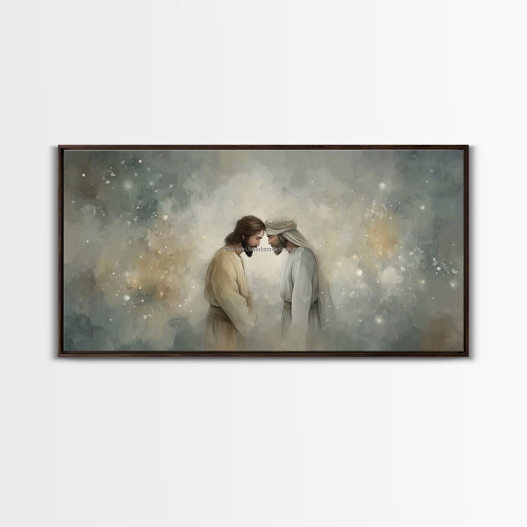 Holy Encounter – Framed Canvas Print – Jesus Painting – Christian Wall Art – Christian Art Canvas – Christmas Art