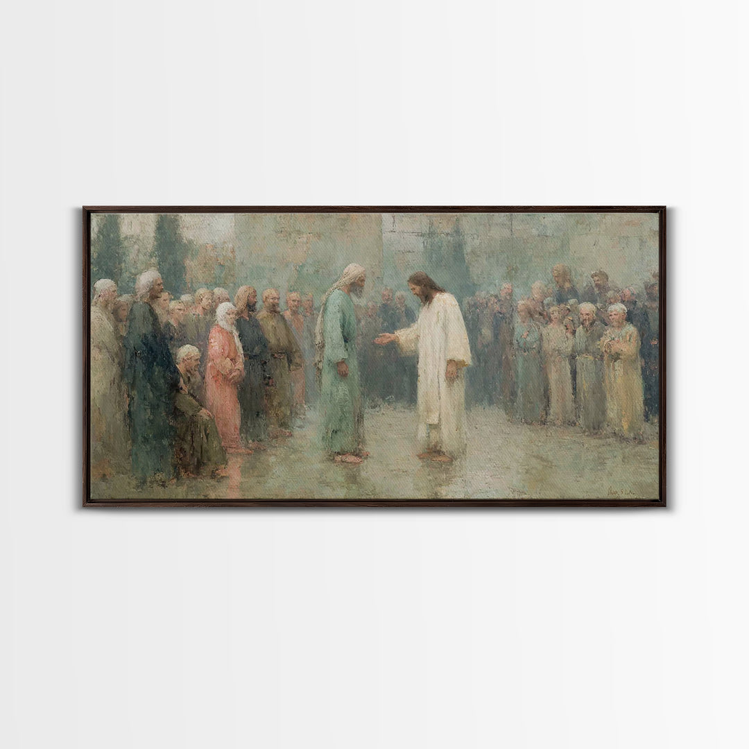 Divine Invitation – Framed Canvas Print – Christian Art Canvas – Jesus Painting – Christian Wall Art – Christian Christmas