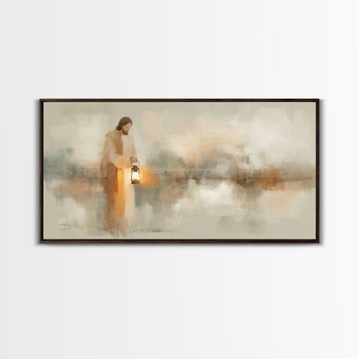Gentle Lantern Light – Framed Canvas Print – Christian Wall Art – Christian Art Canvas – Jesus Painting – Christian Christmas Art