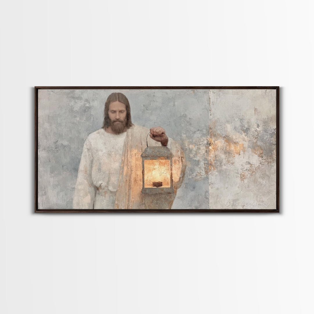 Silent Guiding Flame | Framed Canvas Print | Christian Art Canvas | Christian Wall Art | Jesus Painting | Christian Christmas