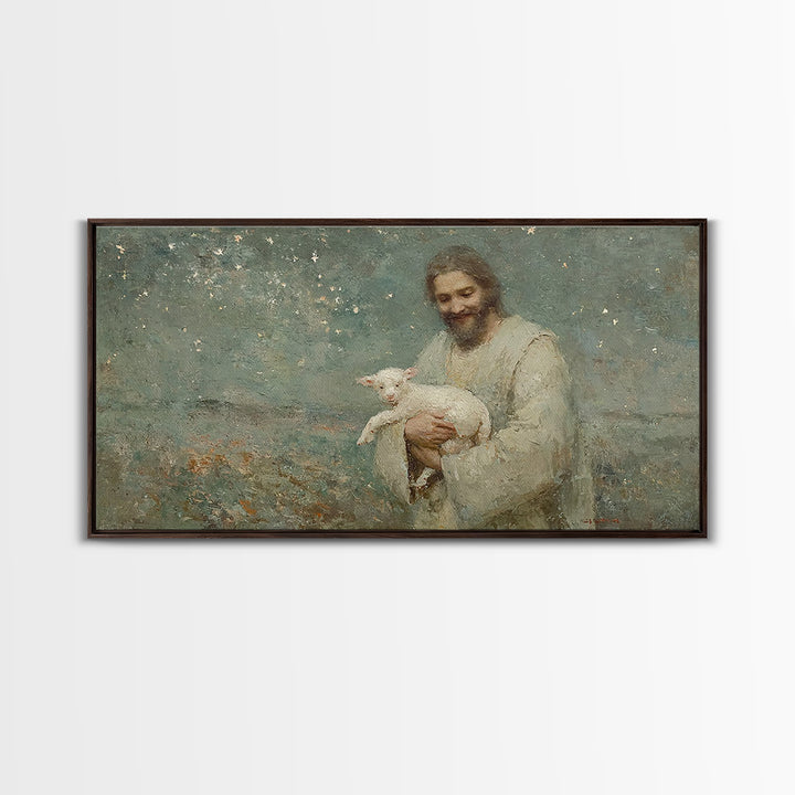 Starry Night Comfort | Framed Canvas Print | Christian Wall Art | Jesus Painting | Christian Art Canvas | Christian Christmas