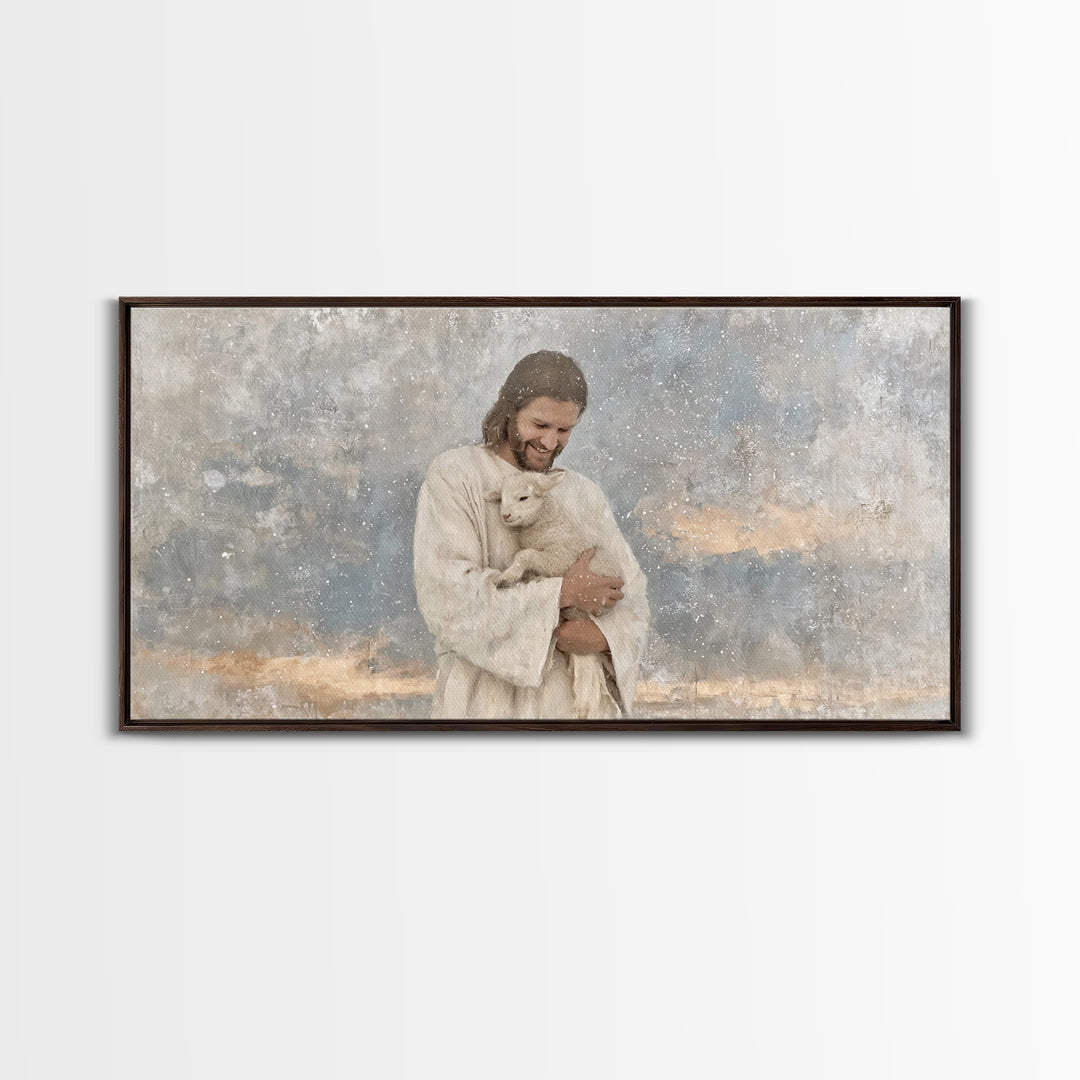 Snowfall Serenity – Framed Canvas Print – Christian Wall Art – Jesus Painting – Christian Art Canvas – Christian Christmas