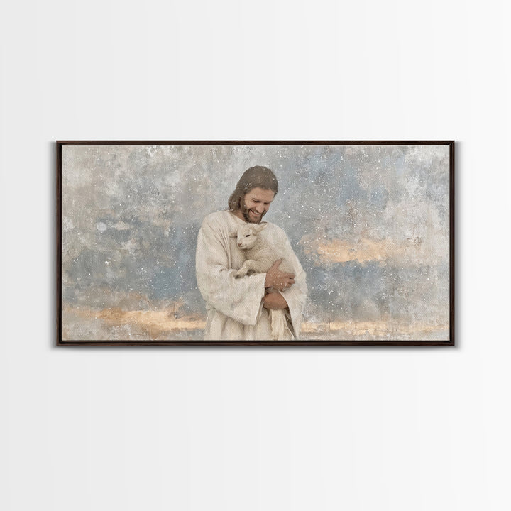Snowfall Serenity – Framed Canvas Print – Christian Wall Art – Jesus Painting – Christian Art Canvas – Christian Christmas