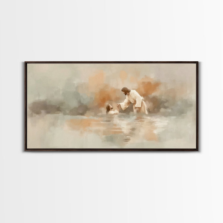 Living Waters Hope, Framed Canvas Print, Christian Wall Art, Christian Art Canvas, Jesus Painting, Christian Christmas Art