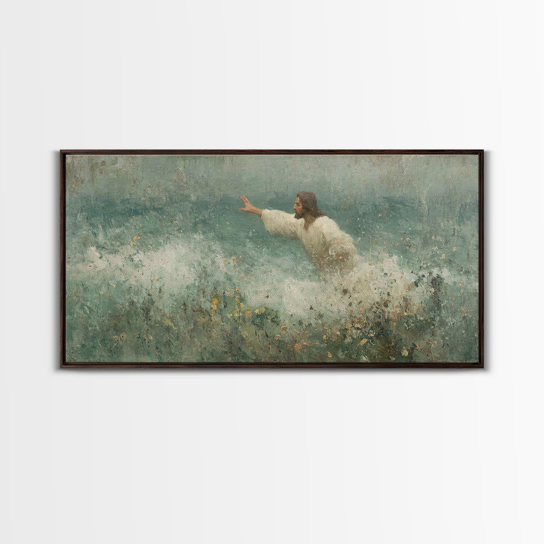 Reaching Light – Framed Canvas Print – Christian Wall Art – Christian Art Print – Jesus Painting – Vintage Christian Art – Christian Home D