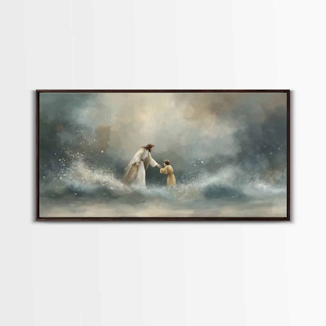 Guiding Calm – Framed Canvas Print – Christian Art Canvas – Christian Wall Art – Jesus Painting – Moody Christian Art – Christian Gift Idea