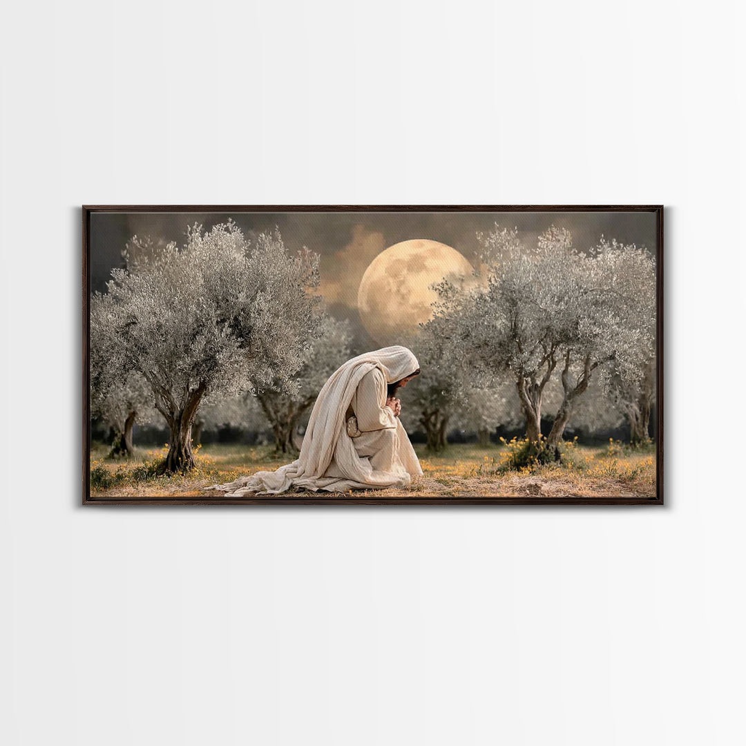 Garden Prayer – Framed Canvas Print – Christian Wall Art – Christian Art Canvas – Jesus Painting – Subtle Christian Art – Christian Gift